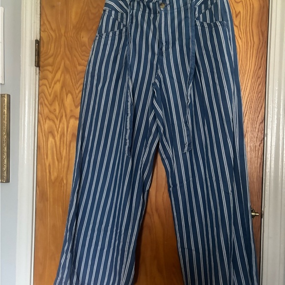 American Eagle Striped Blue Wide-Leg Pants Size 10 - Picture 6 of 8